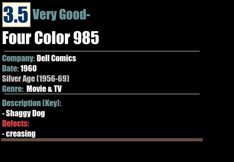 Four Color 985 (1960) VG- Shaggy Dog Dell Comics