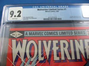 WOLVERINE 1 CGC 9.2 WHITE PAGES FIRST SOLO WOLVERINE MARVEL MILLER 1982