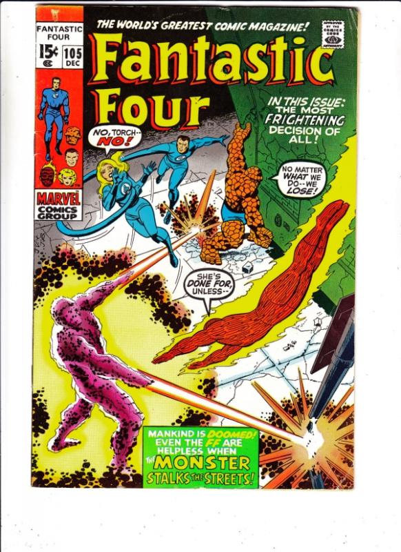 Fantastic Four #105 (Dec-70) FN/VF+ High-Grade Fantastic Four, Mr. Fantastic ...