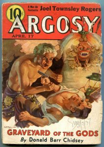 Argosy Pulp April 17 1937- VE Piles cover- Graveyard of the Gods G/VG