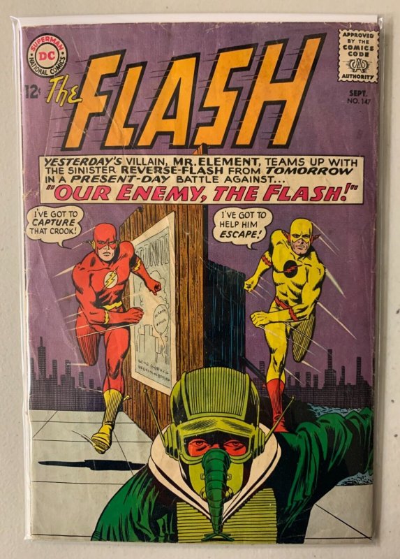 Flash #147 DC 1st Series (2.5 GD+) cover detached at one staple (1964)