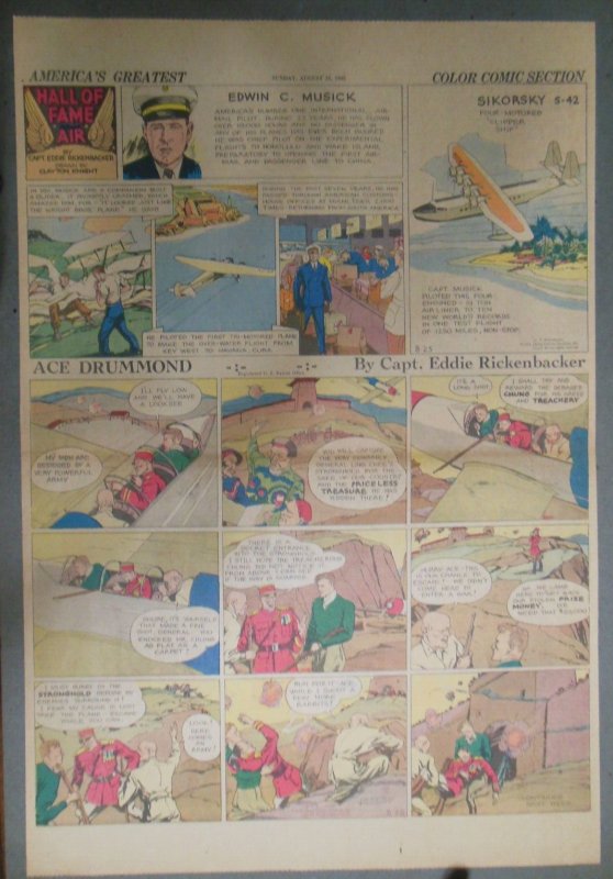 Ace Drummond Sunday by Capt Eddie Rickenbacker from 8/25/1935 Large Full Page !