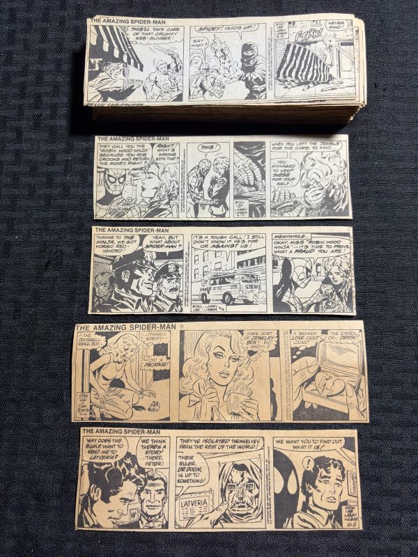 1991 AMAZING SPIDER-MAN by Stan Lee & Larry Lieber 6.5x2 Comic Strips LOT of 239