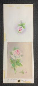 HAPPY MOTHERS DAY Three Pink Roses 2-Panels 5.5x14 Greeting Card Art #11451