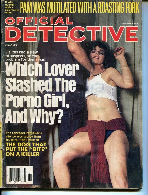 Official Detective 6/1985-lurid strangulation cover-porno girl-pulp crime-G/VG