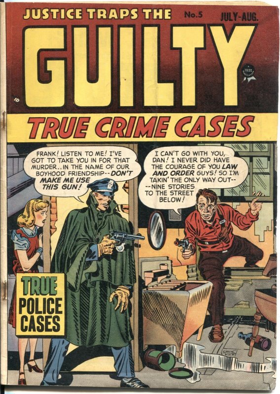 JUSTICE TRAPS THE GGUILTY #5-1948-SIMON & KIRBY-A C HOLLINGSWORTH ART PRE-CODE