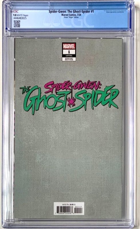 SPIDER-GWEN: GHOST SPIDER #1 JENNY FRISON VIRGIN VARIANT CGC 9.8 MARVEL NM.