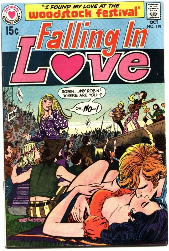FALLING IN LOVE #118-1970-WOODSTOCK MUSIC FESTIVAL ISSUE-HIPPIES-HI GRADE