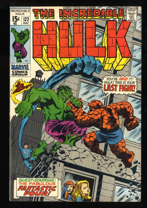 Incredible Hulk #122 VG+ 4.5 Hulk Thing Battle!