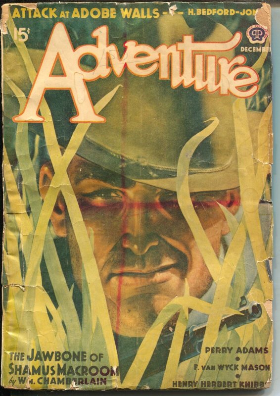 Adventure 12/1939-Popular-H Bedford-Jones-F Van Wyck Mason-pulp thrills-VG-