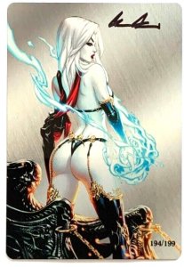 LADY DEATH “GO ASS” METALLICARD 3.5”x 2.5” EBAS NUMBERED SIGNED BRIAN PULIDO COA