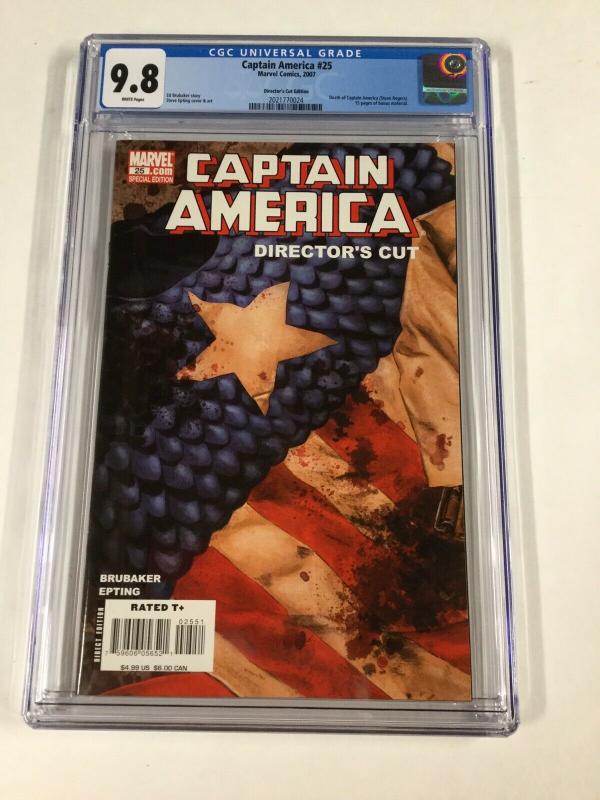 Captain America 25 Cgc 9.8 White Pages Directs Cut Variant Edition Marvel