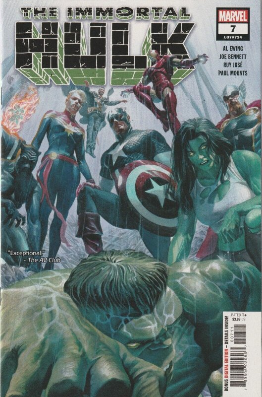 Immortal Hulk # 6 Cover A VF/NM Marvel 1st Printing Al Ewing Alex Ross [P5]