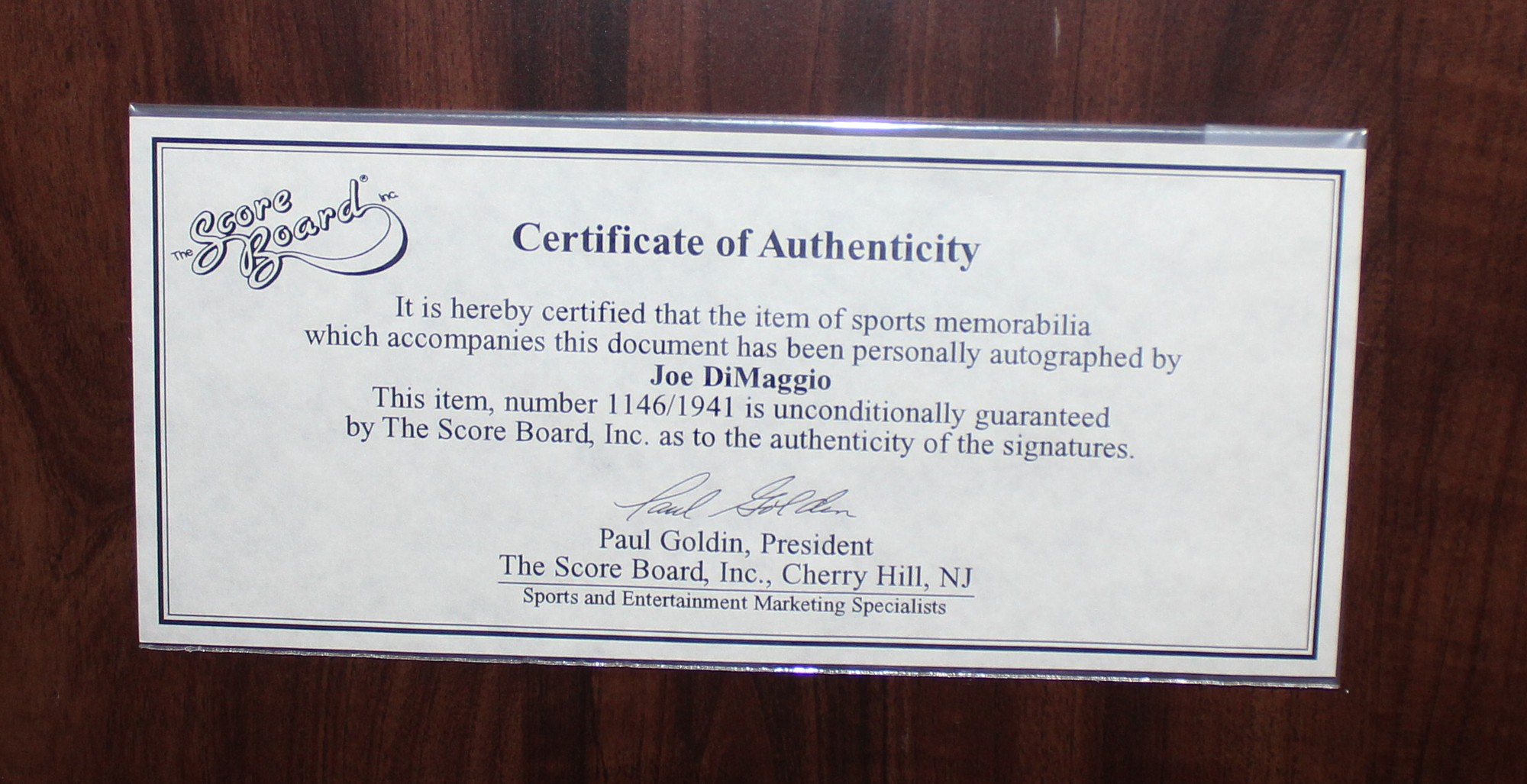 Joe DiMaggio  PSA AutographFacts℠