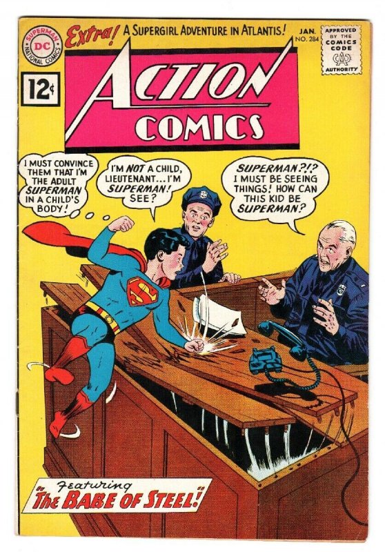 ACTION COMICS #284 comic book DC SUPERMAN 1962 SUPERBOY COVER fn/vf