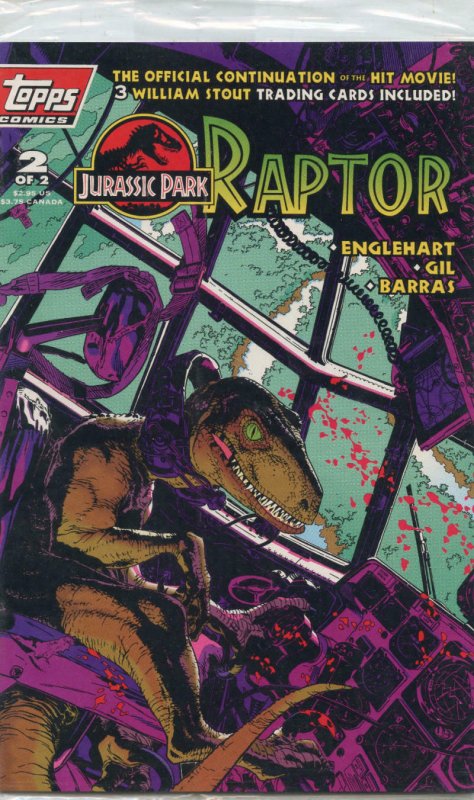JURASSIC PARK RAPTOR #2, VF/NM, Topps, 1993, Dinosaurs, horror, T-rex