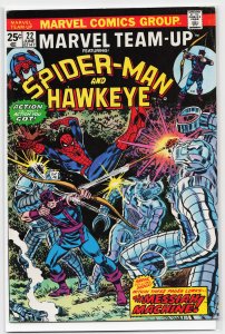 Marvel Team-Up #22 (1974) Hawkeye, Value stamp missing