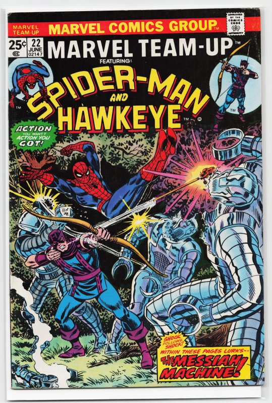 Marvel Team-Up #22 (1974) Hawkeye, Value stamp missing
