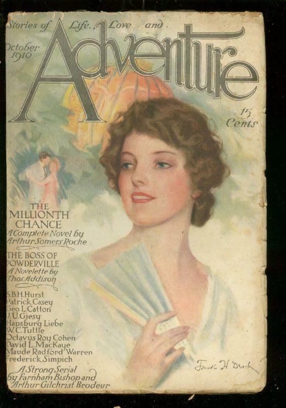 ADVENTURE PULP-OCT 1916-GOOD GIRL ART COVER-TUTTLE-RARE VG