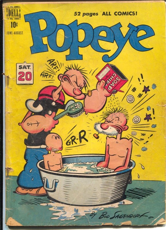 Popeye #13 1950-Dell-Bud Sagendorf art-bizarre cover-G