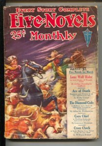 Five-Novels Monthly 3/1932-Cattle stampede cover-Mystery-adventure-horror-thr...