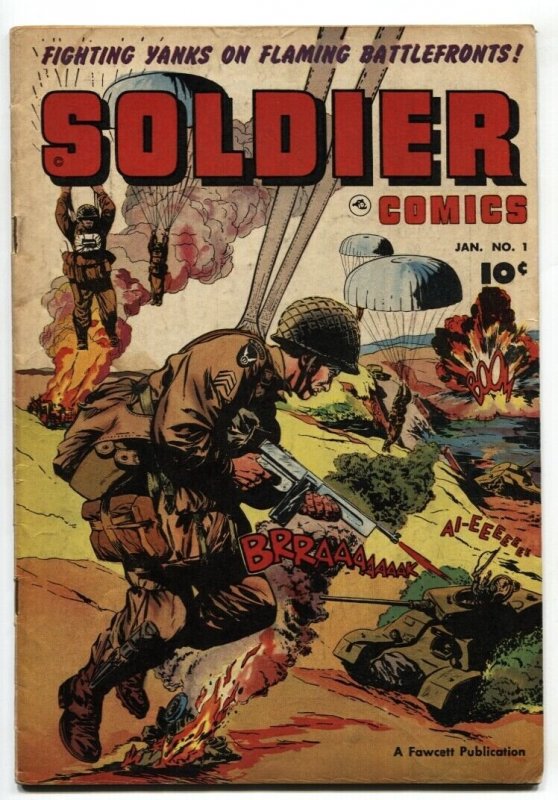 Soldier Comics #1 1952- Parachute Tommy Gun cover- Korean War VG+