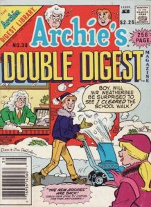 Archie's Double Digest Magazine #39 Cover - Snowblowing 1989 art by Dan DeCarlo