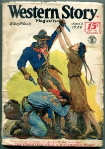 Western Story Pulp January 5 1929- Raymond Berry- Wild cover VG