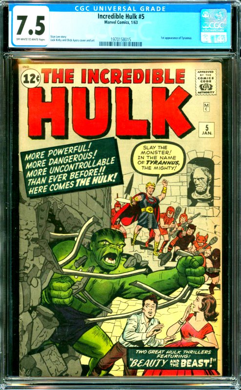 Incredible Hulk #5 CGC Graded 7.5 1st appearnce of Tyrannus