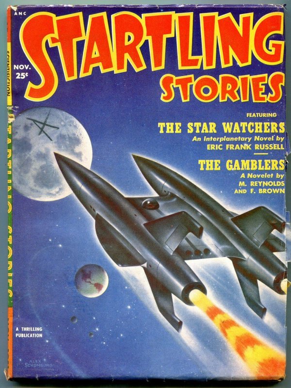 Startling Stories Pulp November 1957-Schomburg rocket cover- When Worlds Collide