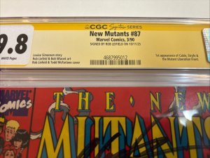 New Mutants (1990) # 87 (CGC 9.8 SS) Signed Rob Leifeld • 1st App Cable