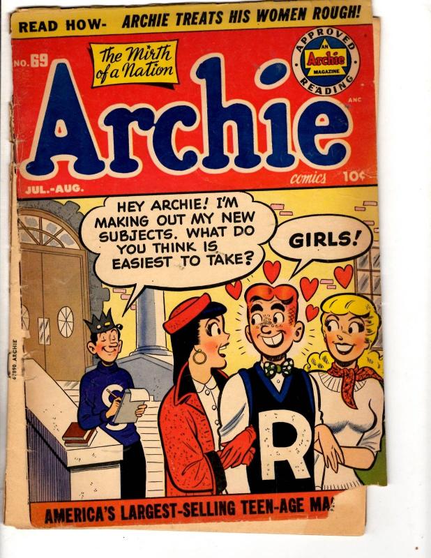 Archie # 69 VG Golden Age Comic Book Betty Veronica Jughead Reggie  JL28