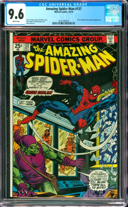 The Amazing Spider-Man #137 CGC Graded 9.6 Green Goblin (Harry Osborn) appear...