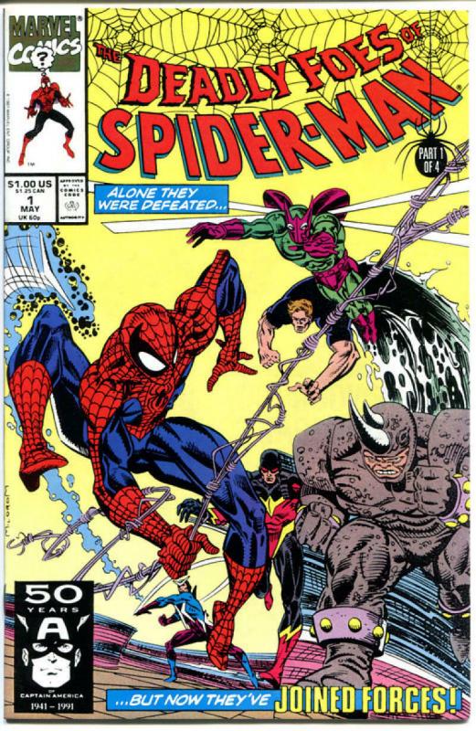 DEADLY FOES OF SPIDER-MAN #1 2 3 4, NM+, Goblin, Sandman, Rhino, 1991 