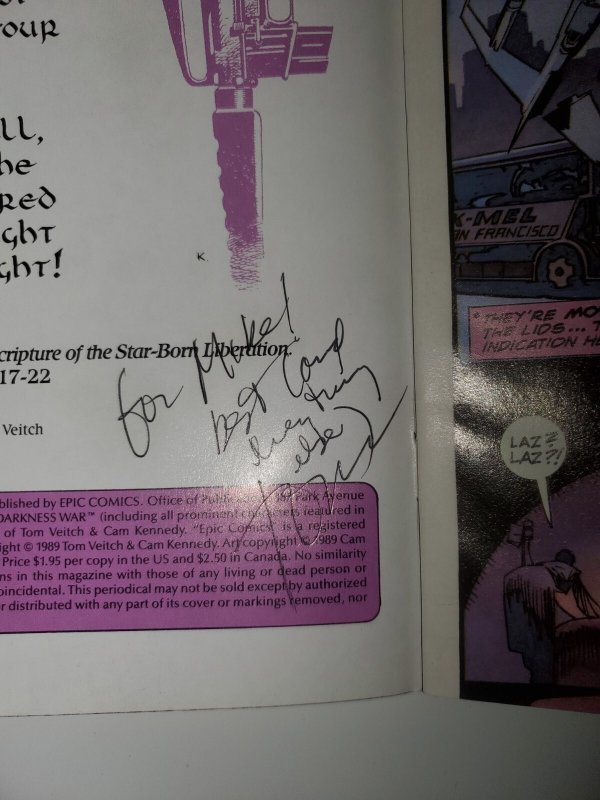 Light and Darkness War, The #6 Tom Veitch Signed Epic Comics 09/89 (VF 8.0)