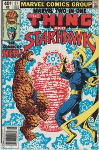 Marvel Two-In-One Thing & Starhawk # 61 VF+ Marvel 1979 1st Appearance Her [L4]