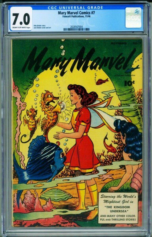 Mary Marvel #6 CGC 7.0 1946- Unique undersea seahorse cover- 2028567004