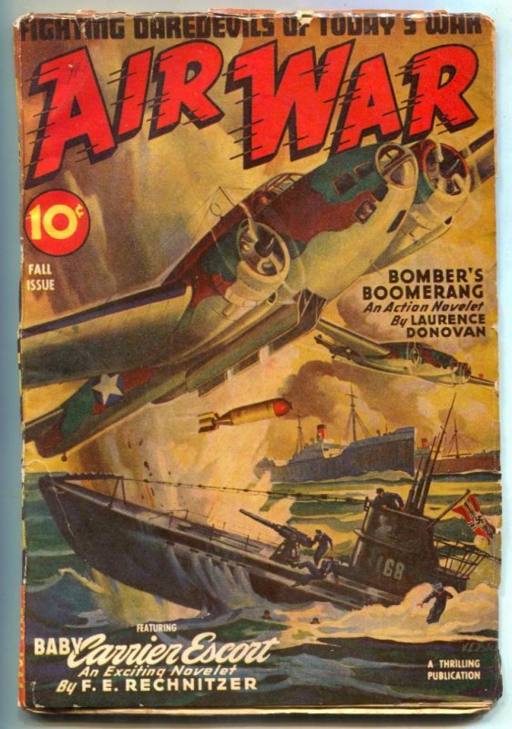 Air War Pulp Fall 1944- Nazi Submarine cover- FN-