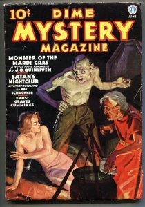 DIME MYSTERY- 6/1936-Insane weird menace Spicy Topless cover! Pulp Horror!