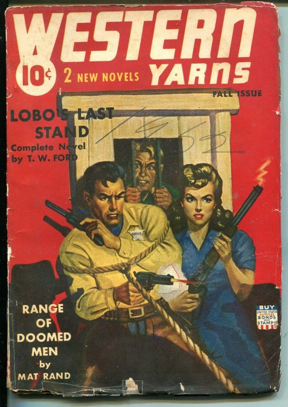 WESTERN YARNS FALL 1942-DOUBLE ACTION-ROPED SHERIFF-ACTION PACKED PULP-vg