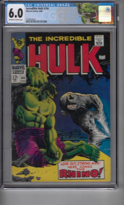 The Incredible Hulk #104 (1968) CGC Graded 6.0
