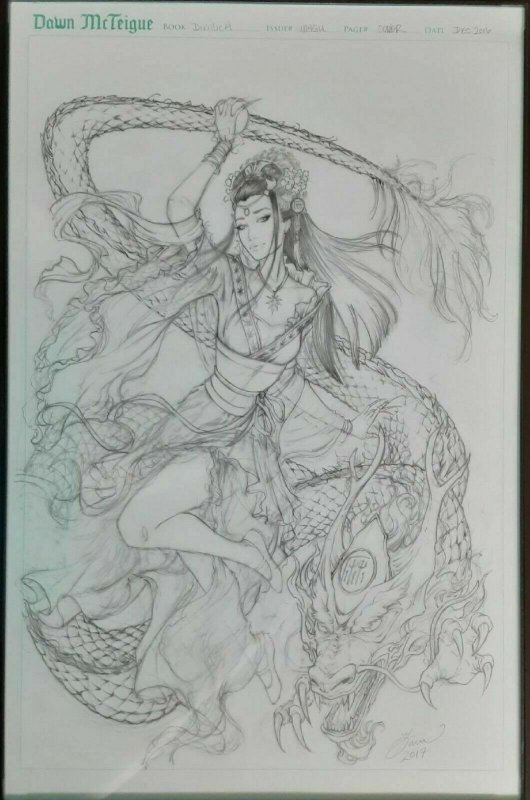 Dawn McTeigue Original 11 X 17 Art Work of Divinica #4 Magu Dragon Cover !! NM