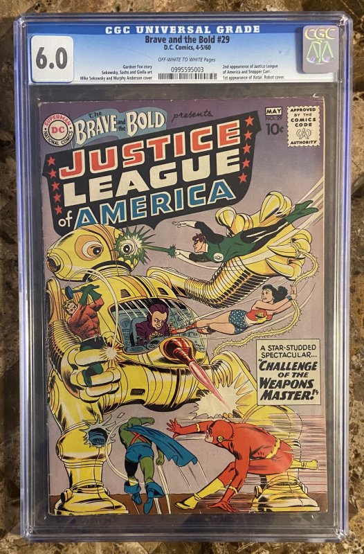 Brave and the Bold 29 CGC 6.0 OW Silver Key DC 2nd App Justice League