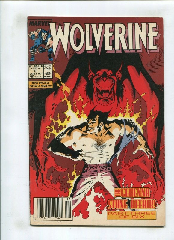 WOLVERINE #13 (7.0) *FISHERMAN* GEHENNA STONE AFFAIR PT 3 1989