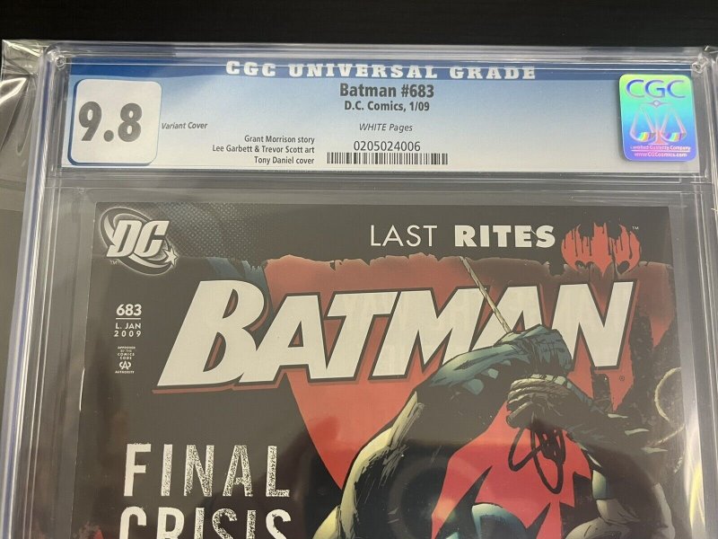 BATMAN #683 LAST RITES CGC 9.8 NM/MT WP RARE VARIANT DC Comics 2009 PROSHIPPER