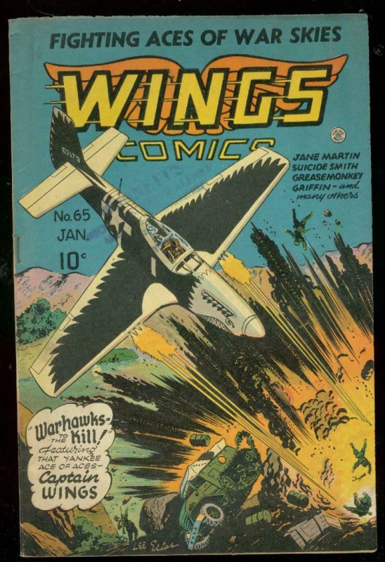 WINGS COMICS #65 1946-FICTION HOUSE-SUICIDE SMITH-ELIAS FN- 