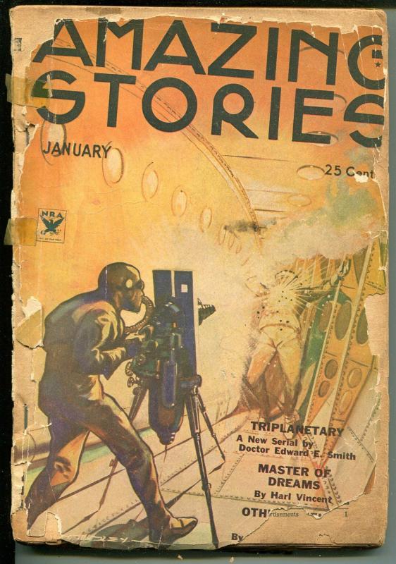 Amazing Stories 1/1934-Teck-pulp sci-fi-Triplanetary-Dr E.E. Smith-P