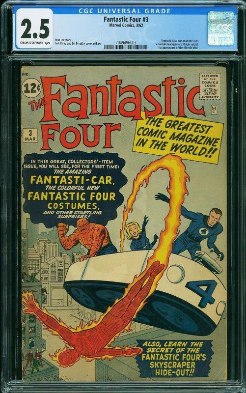 FANTASTIC FOUR #3, CGC 2.5 (1962)