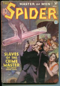 SPIDER-4/1935-HERO PULP-WEIRD MENACE-SLAVES OF THE CRIME MASTER-vg minus