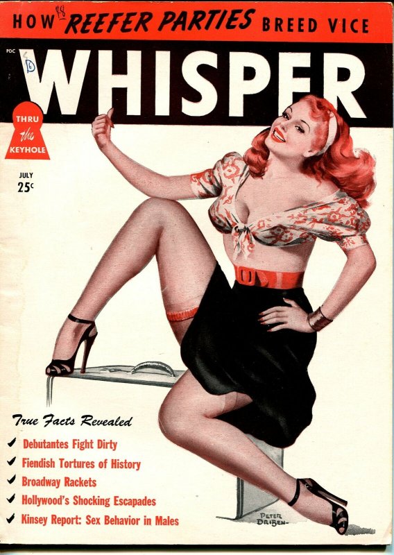 Whisper 7/1948-Harrison-Peter Driben cover-reefer parties-torture-spanking-FN+